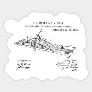 Folding Conveyer Trough for straw stackers Vintage Patent Hand Drawing Sticker